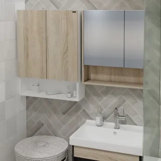 Шкаф Санта Мира 700471 над стиральной машиной 60 см разобранный янтарный/белый